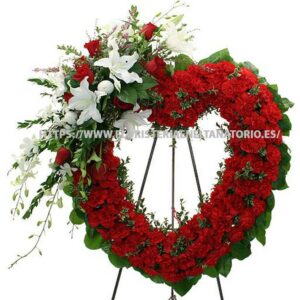 Corona de corazón con Rosas, Alelíes, Lilium y claveles