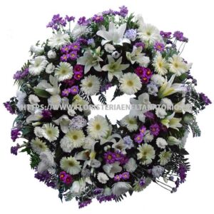 Coronas con Lilium, Lisianthus, Gerberas y Margaritas