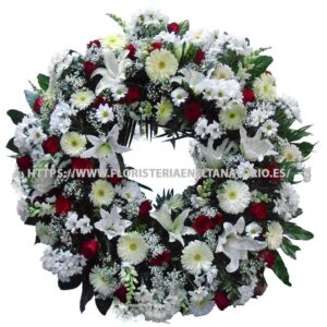 Corona con Lulium, Gerberas, Margaritas y Rosas